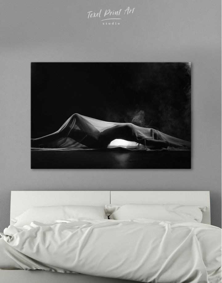 Nude Woman Bodyscape Silhouette Canvas Wall Art
