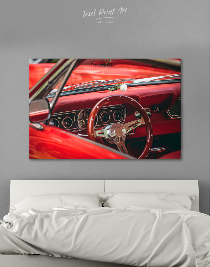Retro Salon Ford Mustang Canvas Wall Art
