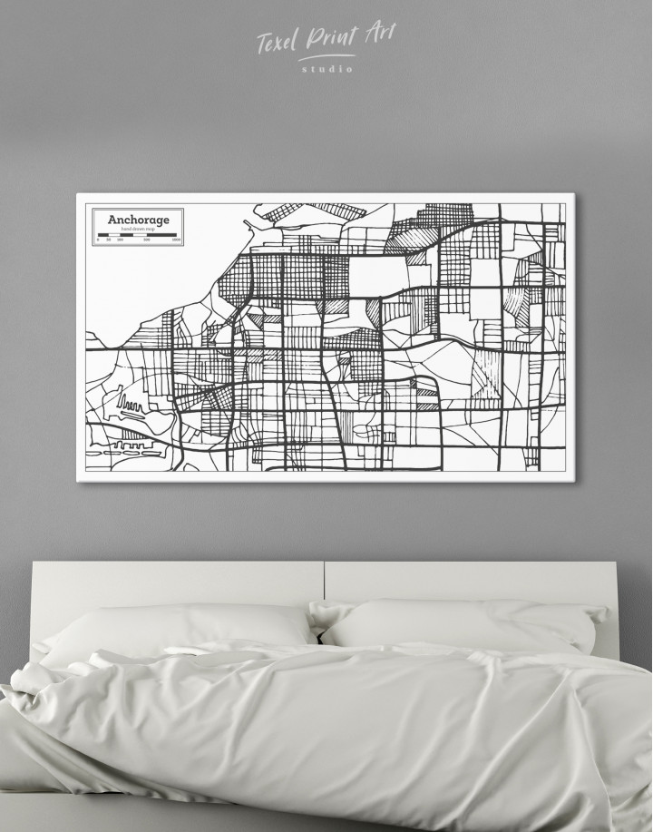 Anchorage City Map Canvas Wall Art