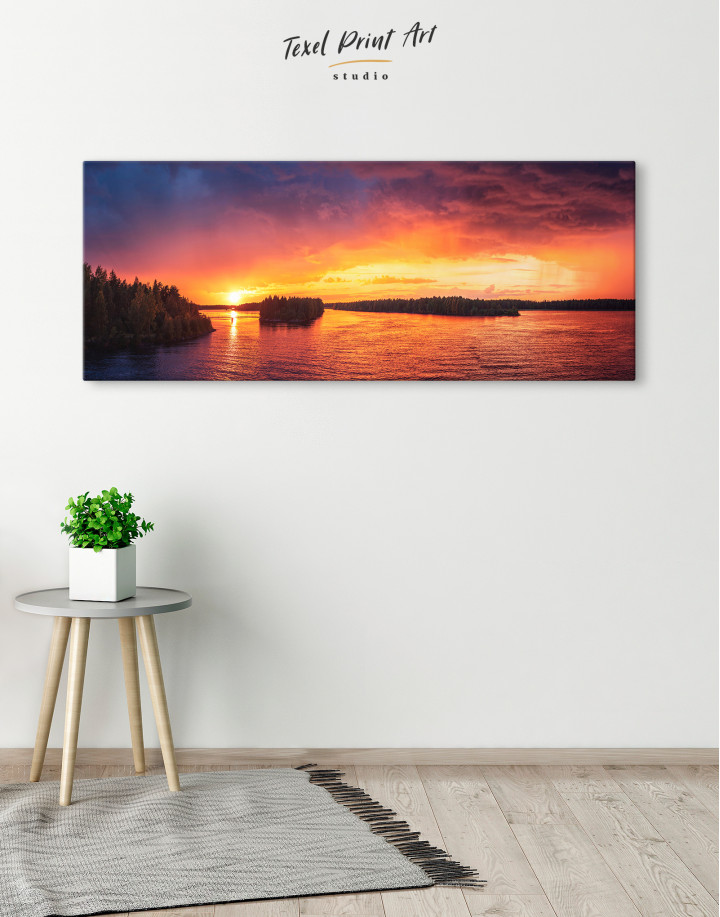 Panoramic Colorful Sunset Canvas Wall Art