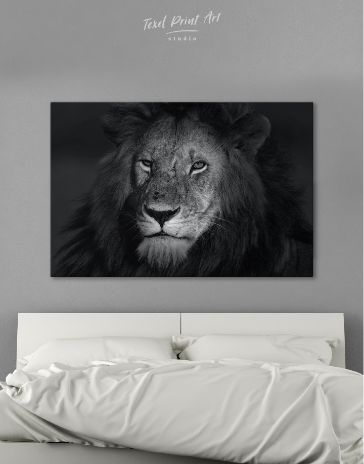 Black and White Lion Canvas Wall Art