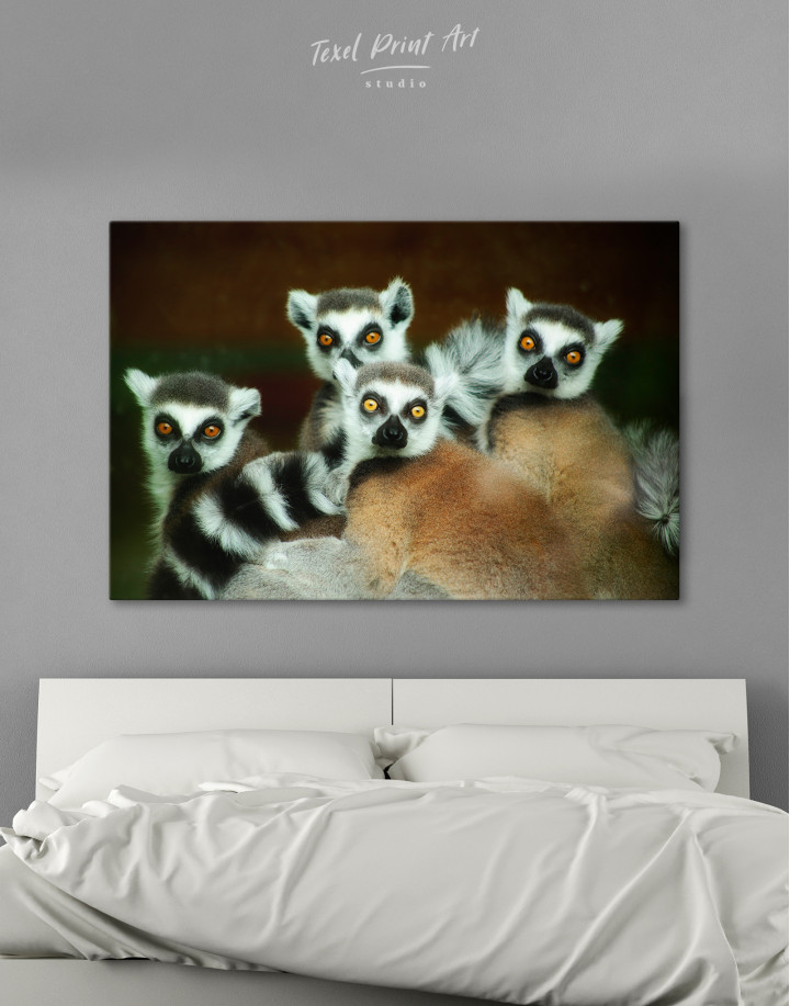 Family of Lemurs Canvas Wall Art
