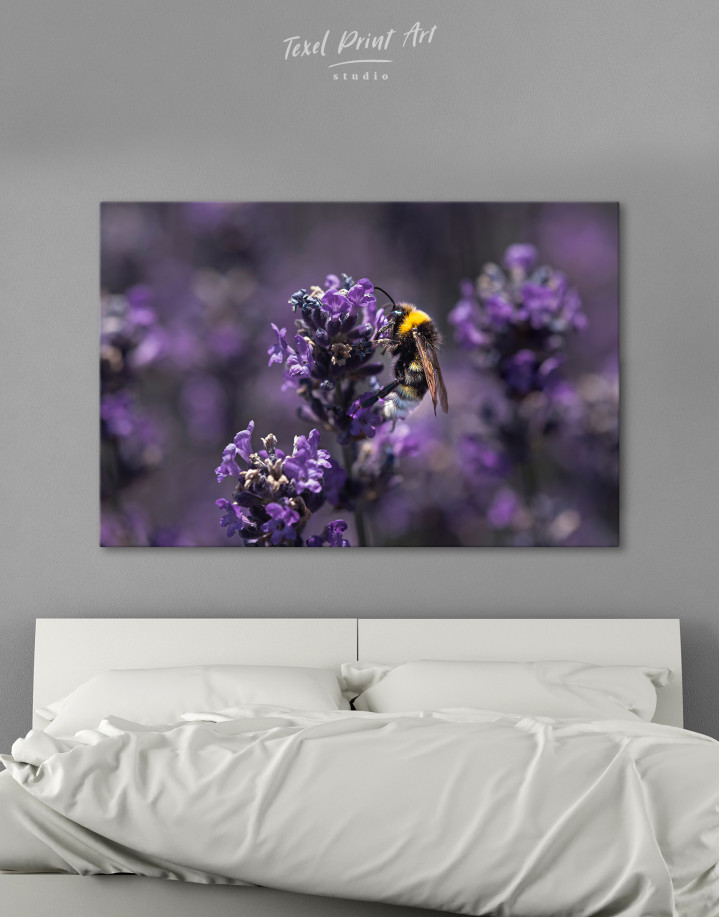 Bee on Lavender Canvas Wall Art